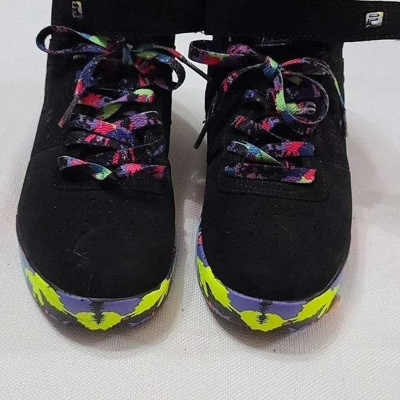 Fila Vulc 13 Paintball YOUTH Sneakers Shoes Black W/Florescent Splashes Sz 5 EUC - Picture 4 of 10